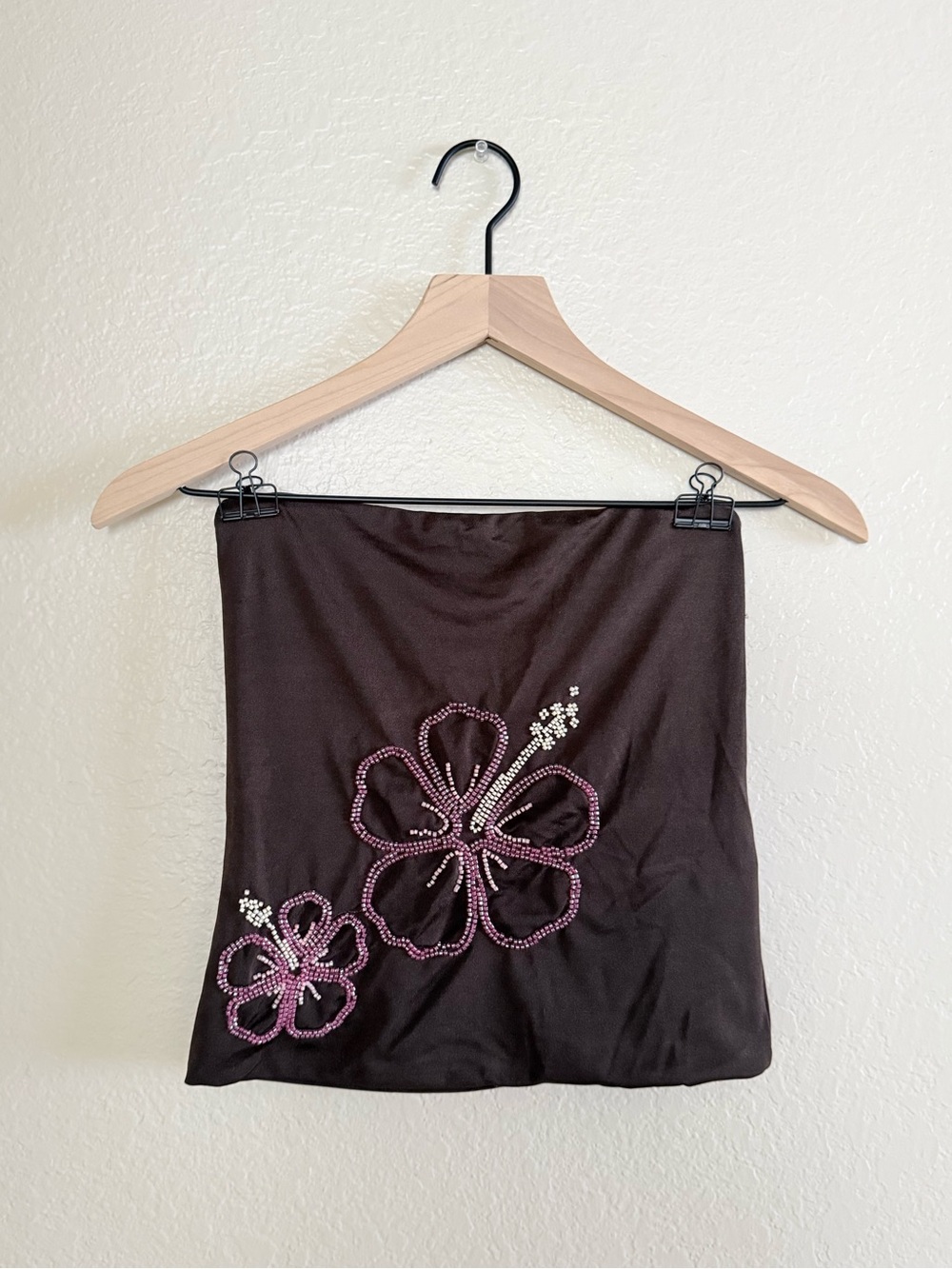 NWT Beaded Hibiscus Flower Tube Top